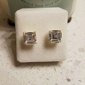 CZ stone gold plated earrings NWT